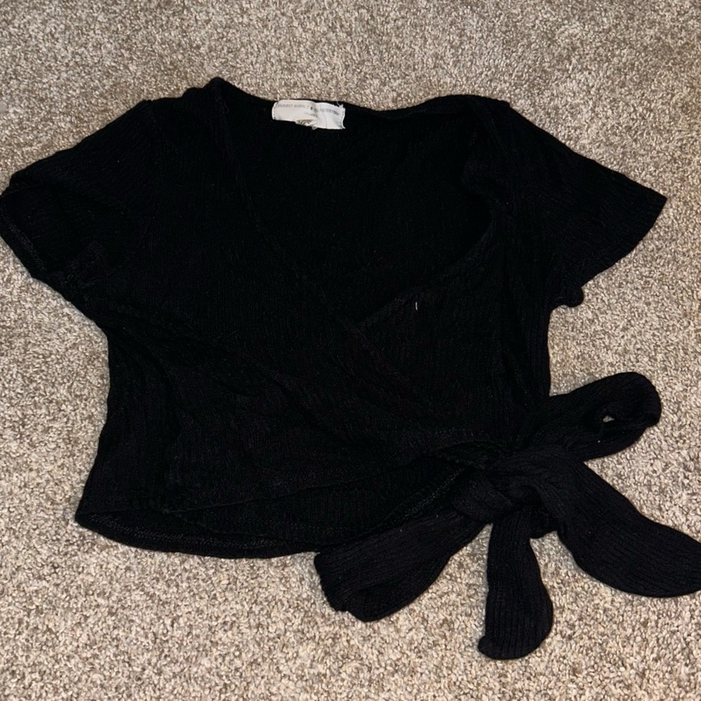Urban Outfitters Black Front Tie Crop Top